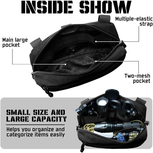 Durable MOLLE Utility Pouches - 2 Pack Tactical Organizers with Zipper Closure - Picture 5 of 10